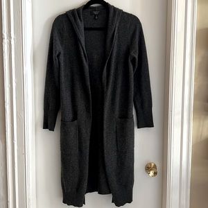 Luxury 100 % Cashmere open front longline Cardigan with a hood